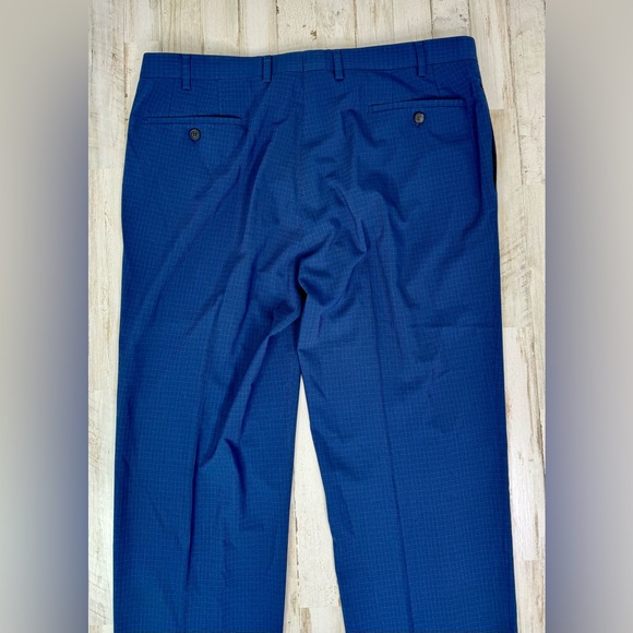 Ralph Ralph Lauren Dress Pants Mens 38x30 Navy Blue Pleated Trousers Tartan - Picture 9 of 10